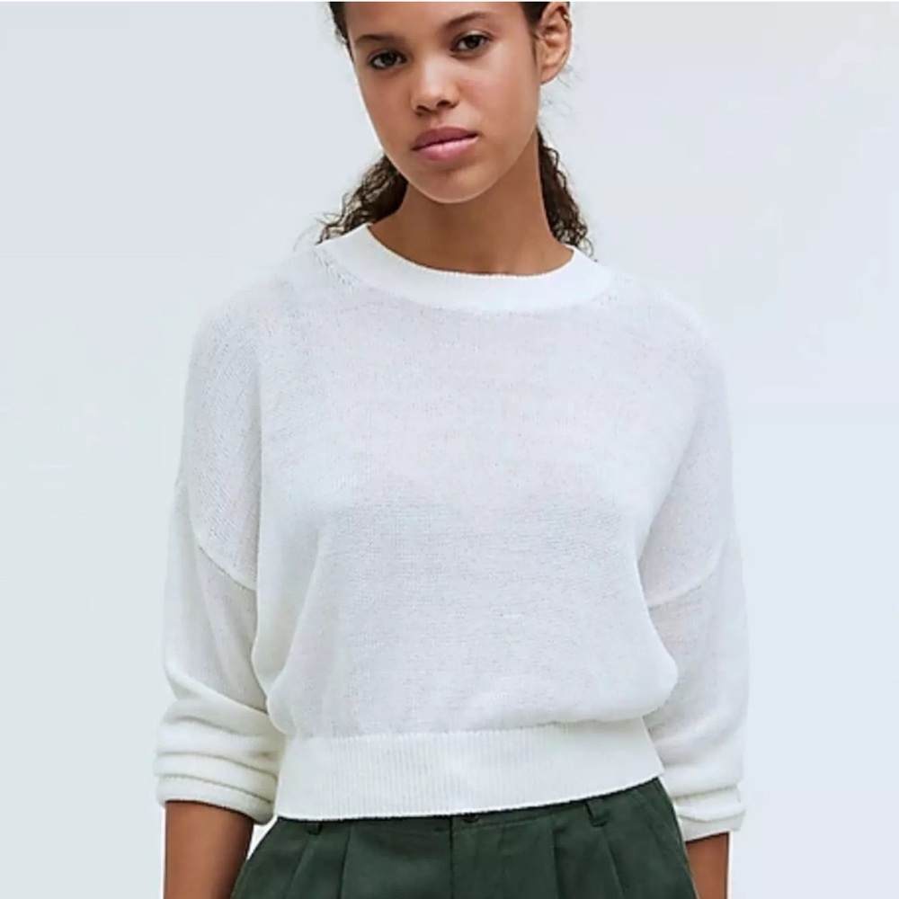 Madewell Loose-Knit Crewneck Beach Sweater Size Small White